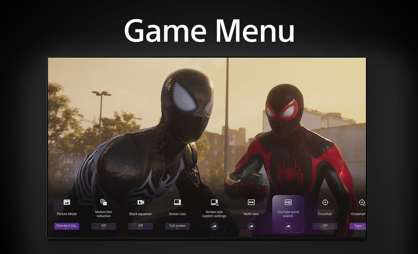 Game Menu with Bravia TV for PS5